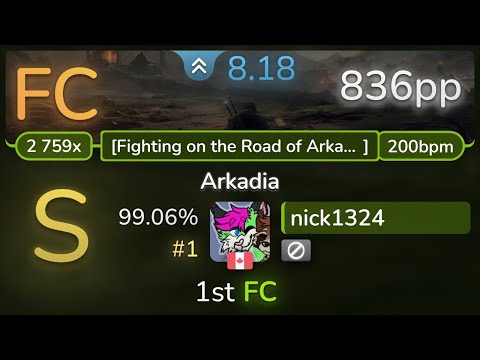 8.2⭐ nick1324 | BABYMETAL - Arkadia [Fighting on the Road] 99.06% (#1 836pp FC) - osu!