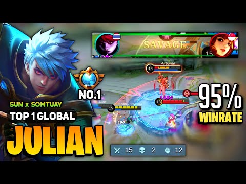 SAVAGE! JULIAN ONE HIT BUILD [ Julian Top 1 Global Best Build ] By SUN x SOMTUAY - Mobile Legends