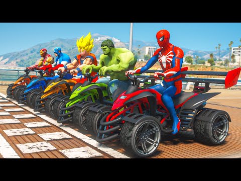 SpiderMan & Superheroes Street Blazer Racing EVENT on Beach Challenge - GTA 5 Mods Ep.503