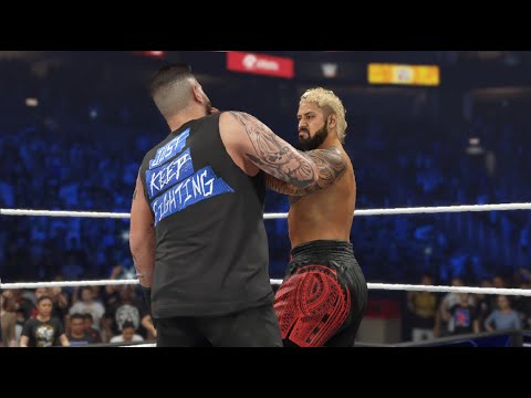 WWE 2K24 Kevin Owen vs. Solo Sikoa & Tama Tonga Handicap Match SmackDown
