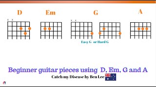 Beginner Guitar: Play along with Ben Lee - D, Em, G and A