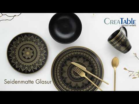 Kombiservice Mandala (8-teilig) Steinzeug - Schwarz / Gold