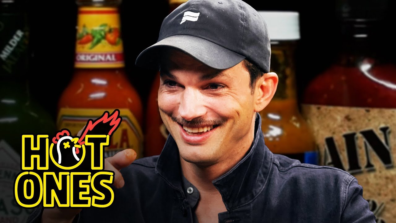 Ashton Kutcher Gets an Endorphin Rush While Eating Spicy Wings | Hot Ones thumnail
