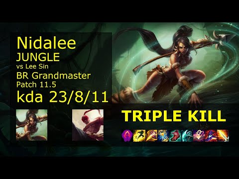 Nidalee vs Lee Sin Jungle - BR Grandmaster 23/8/11 Patch 11.5 Gameplay