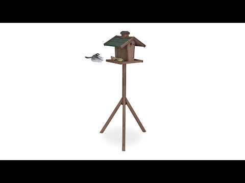 Mangeoire oiseaux extérieur avec support Marron - Vert - Bois manufacturé - Matière plastique - 68 x 137 x 55 cm