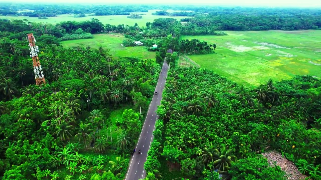 4K Cinematic Drone view village Highway l Free  Drone Video l Free stock footage l Copyright free