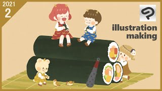 【クリスタ】イラストメイキング：節分【主線なしイラスト】#およよちゃん