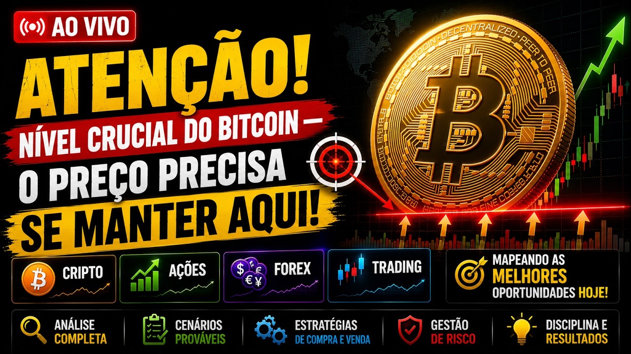 ATENÇÃO! NÍVEL CRUCIAL DO BITCOIN — O PREÇO PRECISA SE MANTER AQUI... Cripto, Ações e Forex!