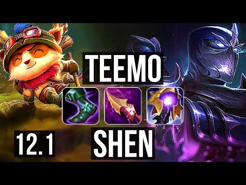TEEMO vs SHEN (TOP) | 13/1/9, Rank 4 Teemo, Legendary | EUW Master | 12.1