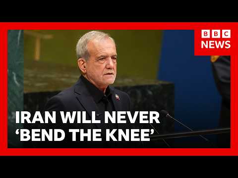 Iran's president tells Donald Trump his country will never 'bend the knee' | BBC News