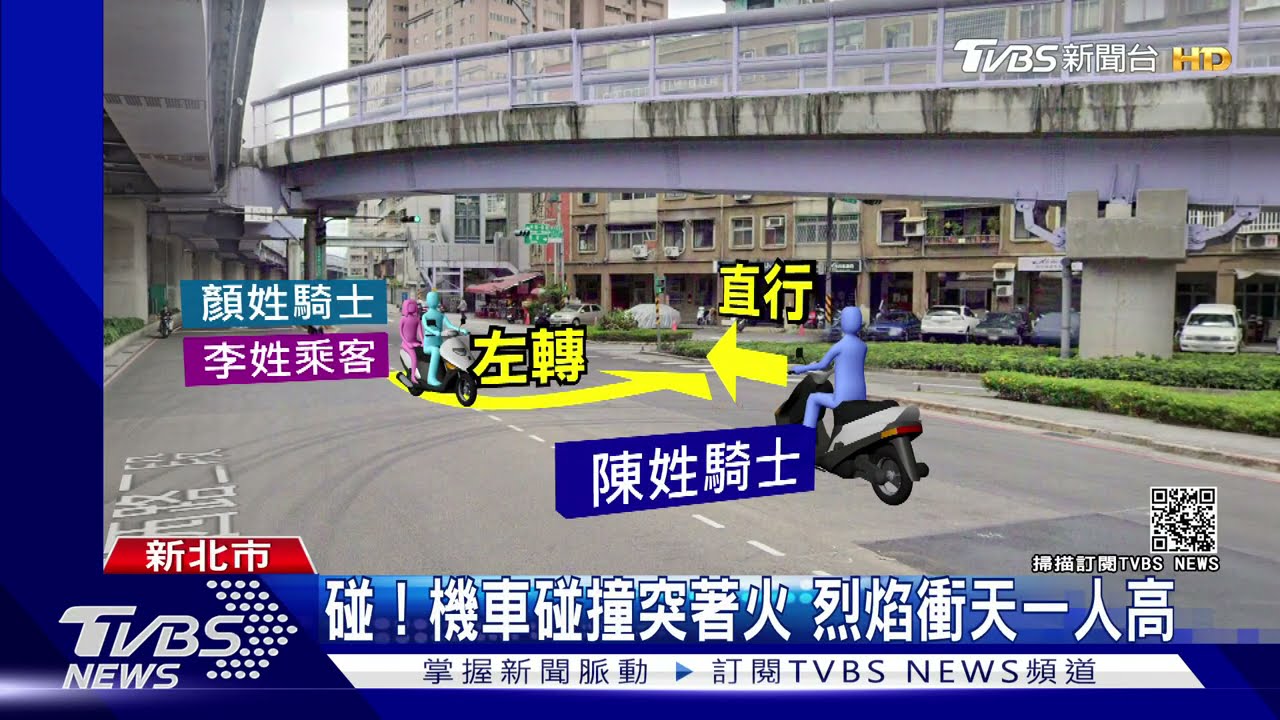 碰!機車碰撞著火!烈焰衝天「一人高」 整車燒成廢鐵