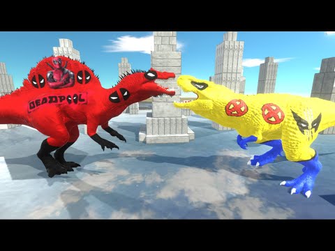 SPINOSAURUS DEADPOOL vs T-REX WOLVERINE - Dinosaurs as Superhero