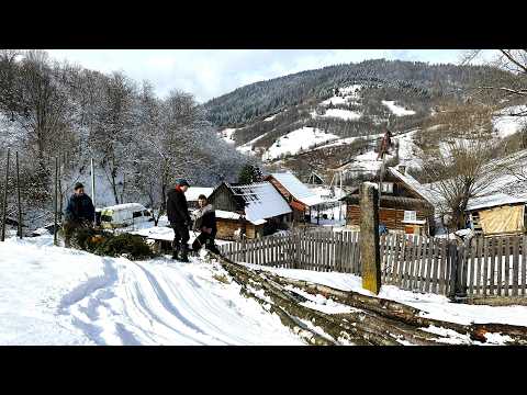 Carpathian Village Life ❤️ Real rural everyday life of men on the farm 🏔️❄️🐄🔥
