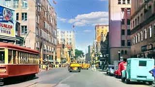 A Day in Montreal 1940s in color [60fps,Remastered] w/sound design added