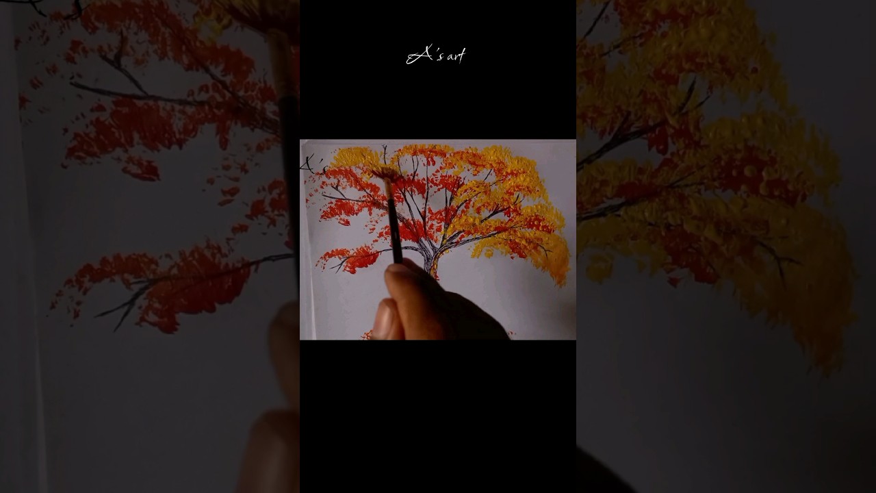 Autumn Tree Acrylic Painting |  Easy Acrylic Painting Tutorial | How to Paint | A's art #art #shorts