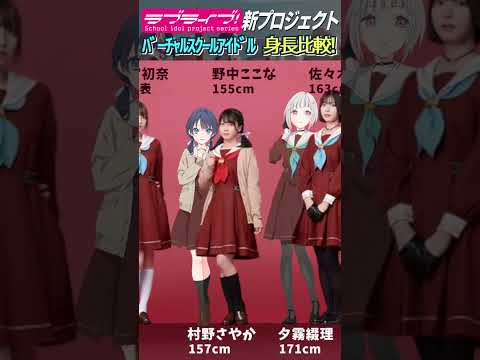 【Hasunosora】height comparison【LoveLive!】virtual school idol, Hasunosora Jyogakuin School #shorts