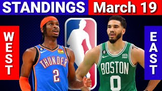 March 19 | NBA STANDINGS | WESTERN and EASTERN CONFERENCE