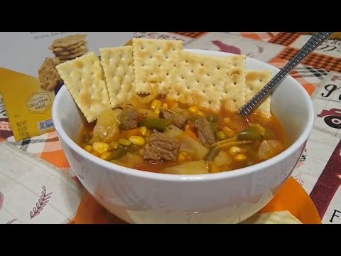 EASY BEEFY VEGETABLE SOUP with Cabbage!! | Homemade...