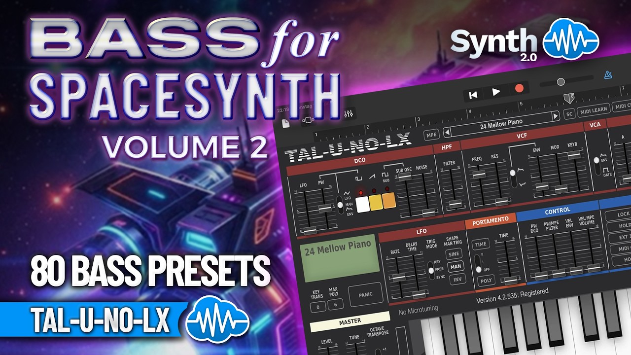 MDL006 - Bass for Spacesynth Vol.2 - TAL U-NO-LX  ( 80 presets ) - Video Preview 1