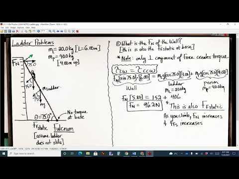 Physics 3204 Torque LADDER Problem: Nov 9, 2021 8:19 AM