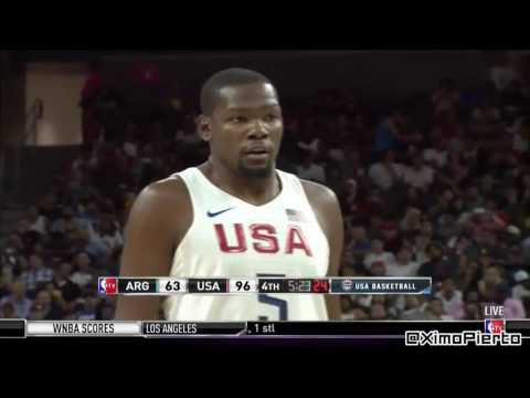 Kevin Durant Tries a Deep 3 Pointer  Argentina vs USA  July 22, 2016  USA Basketball Showcase