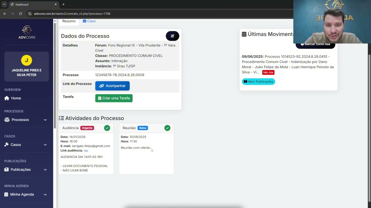 Como Adicionar Audiência ou Perícia no AdvCore Academy | Sistema Jurídico AdvCore