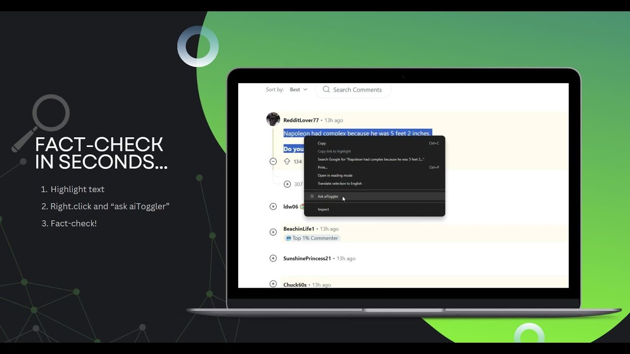 Introducing aiToggler Extension - Fact-check, explain, summarize with AI in few clicks