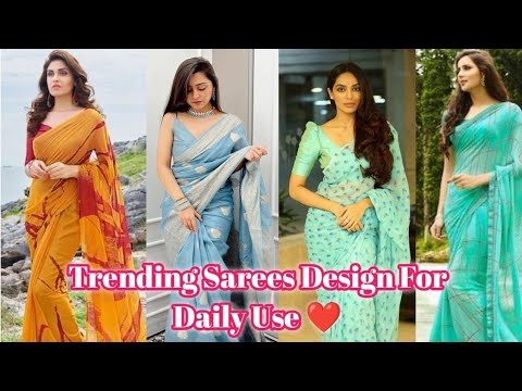 Designer Sarees Design For Daily Use ❤️||Trending Designs||Beutiful Look #sareelook #dailyuse