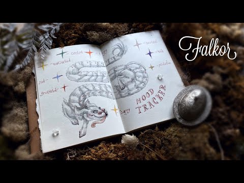 How to draw Falkor the Luckdragon | Mood tracker |  Fantasy Bujo | Bullet journal spreads ideas
