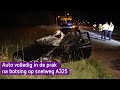 Auto volledig in de prak na botsing op snelweg A325