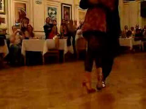 Nancy Louzan  and  Damian Ignacio Eselevsky Esell  are  dancing  to  the  tango  "  Pregonera  "