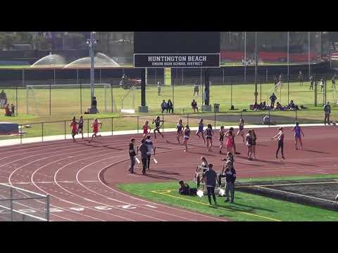 FSG 200m Heat 1 vs Huntington Beach 4-18-18 - Los Alamitos Girls