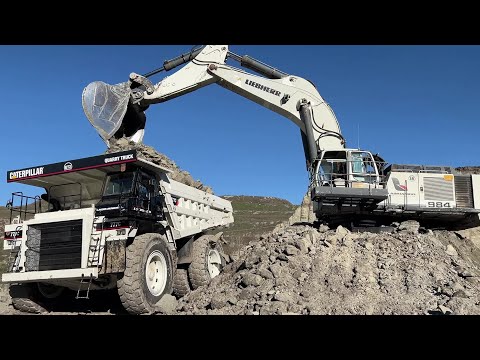 Liebherr 984 Excavator Loading Caterpillar 777&775 Dumpers - Sotiriadis/Labrianidis Mining Works