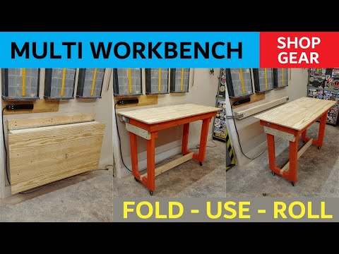 Fold Up and Rolling Workbench - Compact Workstation For Small Shops