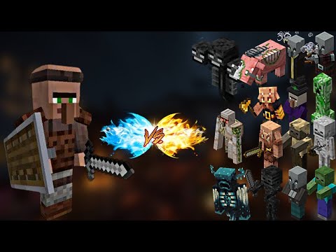 Insane Minecraft Villager vs Mobs Battle!