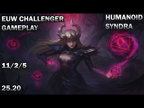 Pro Player HUMANOID Syndra | EUW Challenger Gameplay | Syndra vs Yone | Mid Lane Gameplay | 25.20