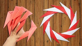Origami Easy - How to make Dragon Claws &amp; Paper Ninja Star shuriken 14 points - tutorial