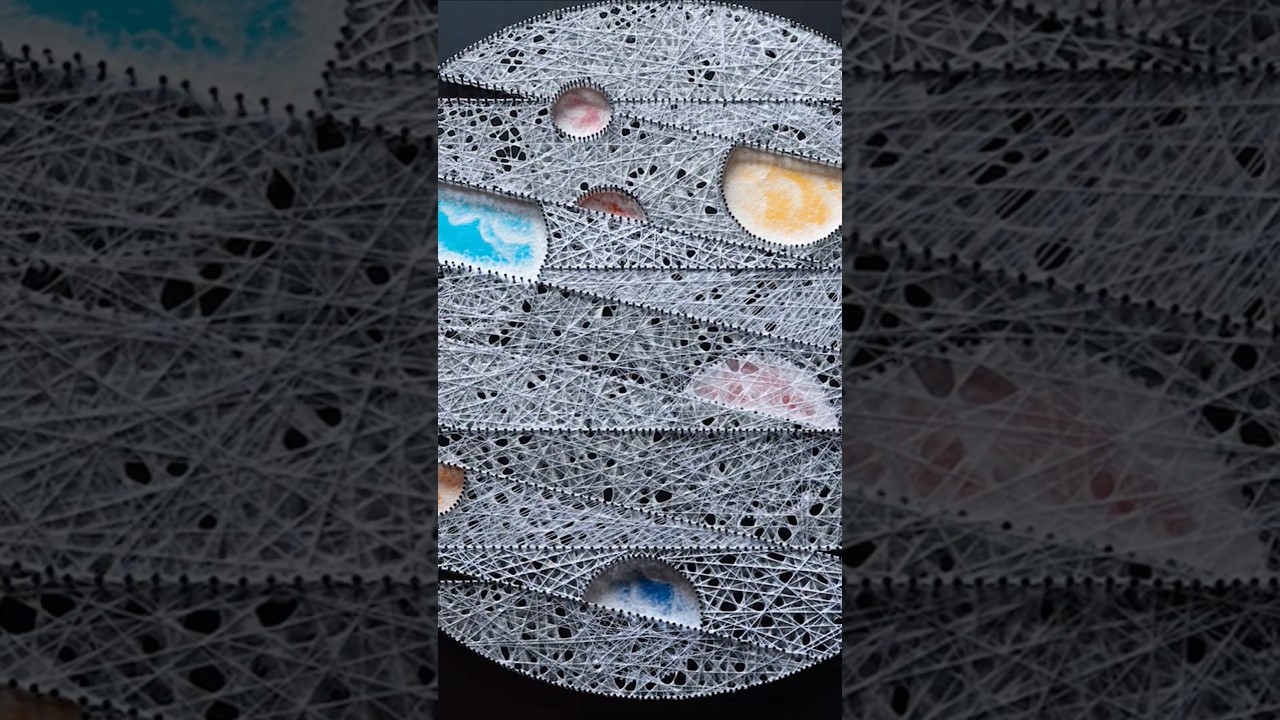 The process of 3D Washi Art from Countless Nails and Thread #japan #handmade #shorts #asmr #short