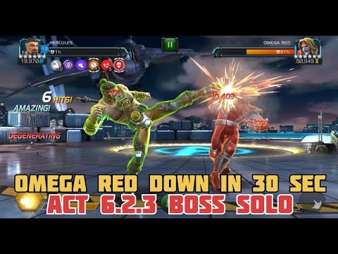 Hercules Takes Down Act 6.2.3 Boss - MCOC || Omega Red Down Under 30 Sec || Amazing Solo