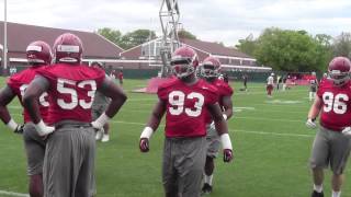 Alabama's defensive line works on its moves at practice - April 17, 2014