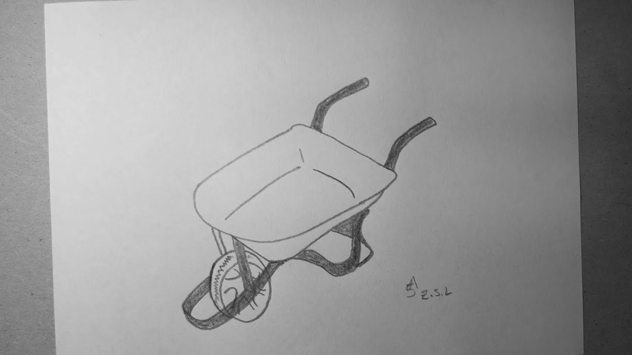 Cómo dibujar una carretilla | How to draw a wheelbarrow