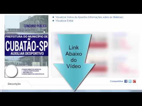 Edital Apostila Concurso Prefeitura de Cubatão 2016-Apostila Cargo Auxiliar Desportivo