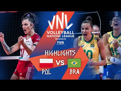 Волейбол Poland vs. Brazil — FIVB Volleyball Nations League — Women — Match Highlights, 12/06/2021