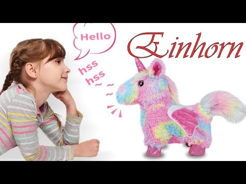 ZhanXiang Elektronisches Walking Plüsch butes Einhorn-Spielzeug mit Ferngesteuerter Leine  Haustier