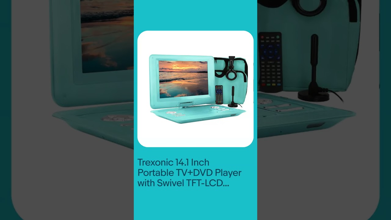 Trexonic 14.1 Inch Portable TV+DVD Player with Swivel TFT-LCD Screen and USB,SD,
