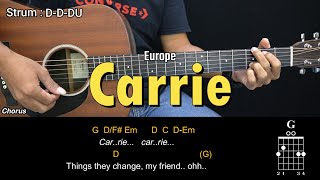 Carrie - Europe | EASY Guitar Tutorial with Chords - Guitar Lessons