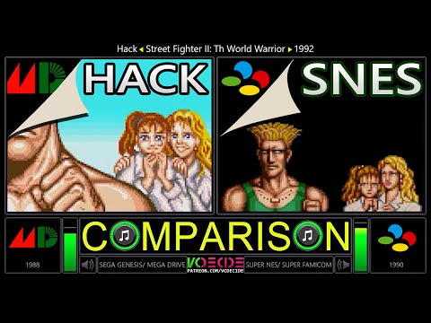 [Hack] Street Fighter II WW (Sega Genesis vs SNES) Side by Side Comparison - Dual Longplay