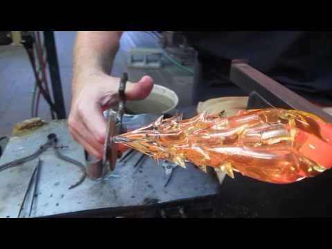 Hand Blown Glass Gold Leaf Tree Sculpture