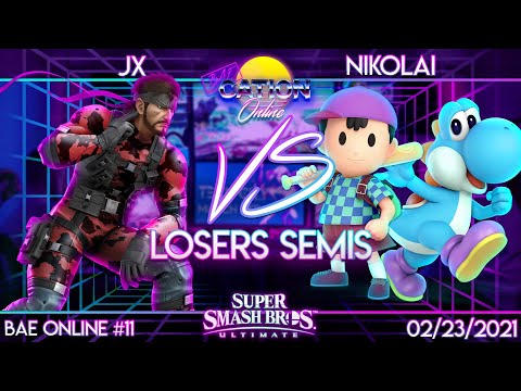 Baecation Online #11 - SSBU Singles - JX (Snake) vs. NPT | Nikolai (Ness, Yoshi) - Losers Semis