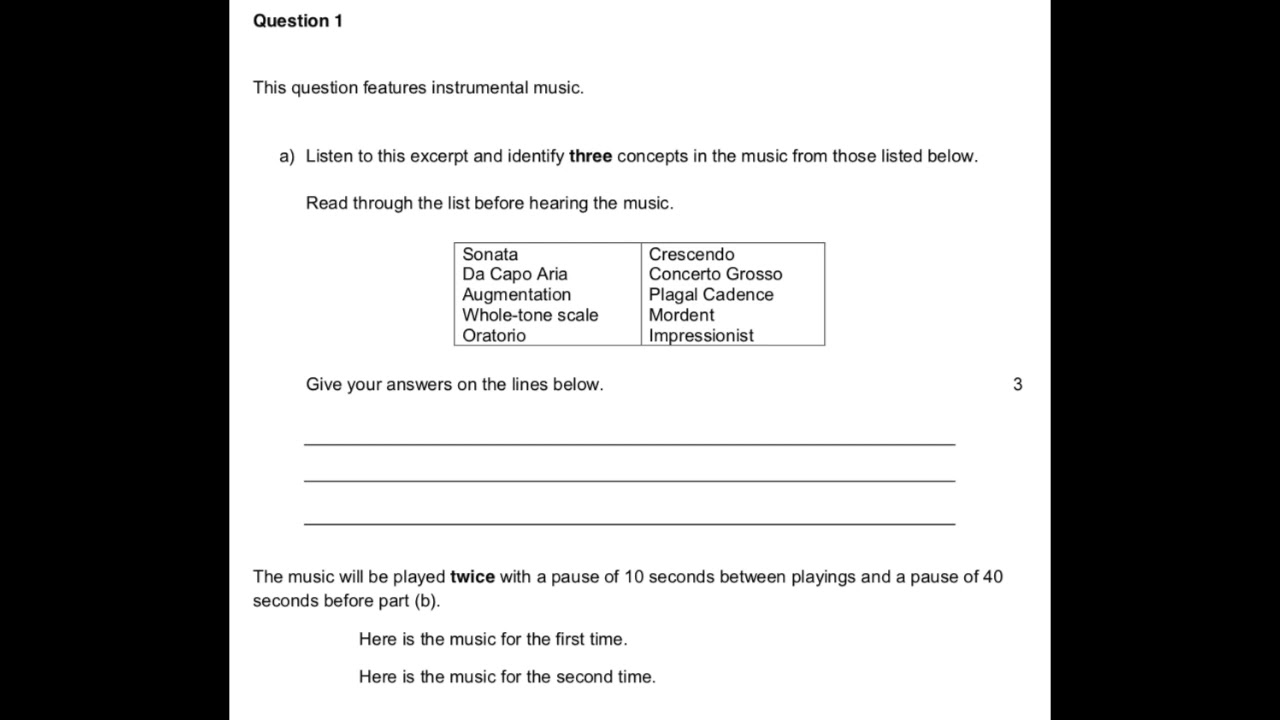 Higher listening paper Q1